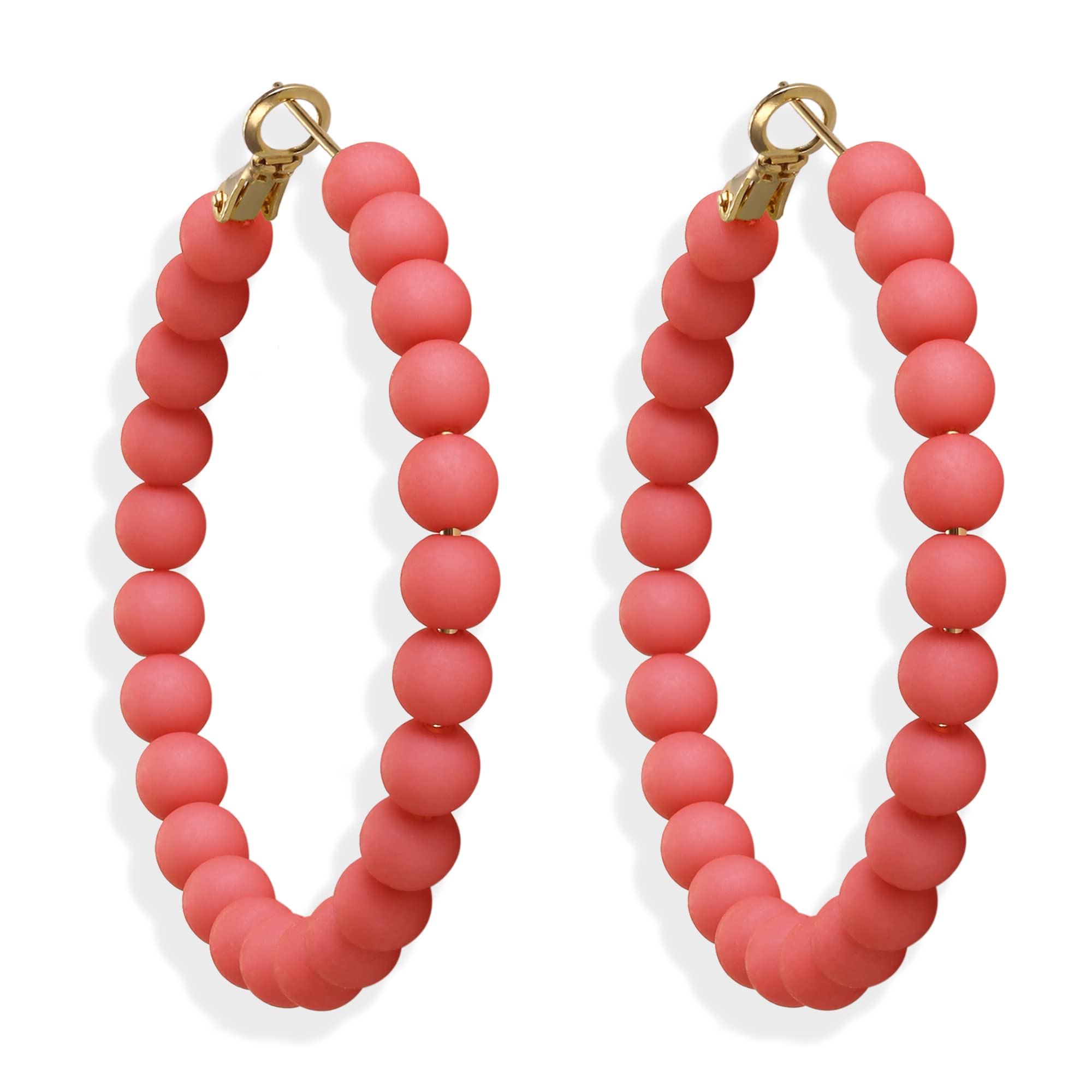 XGALBLA Women Circle Round Beaded Hoop Earrings Bohemian Beaded Earrings Dangle Earrings