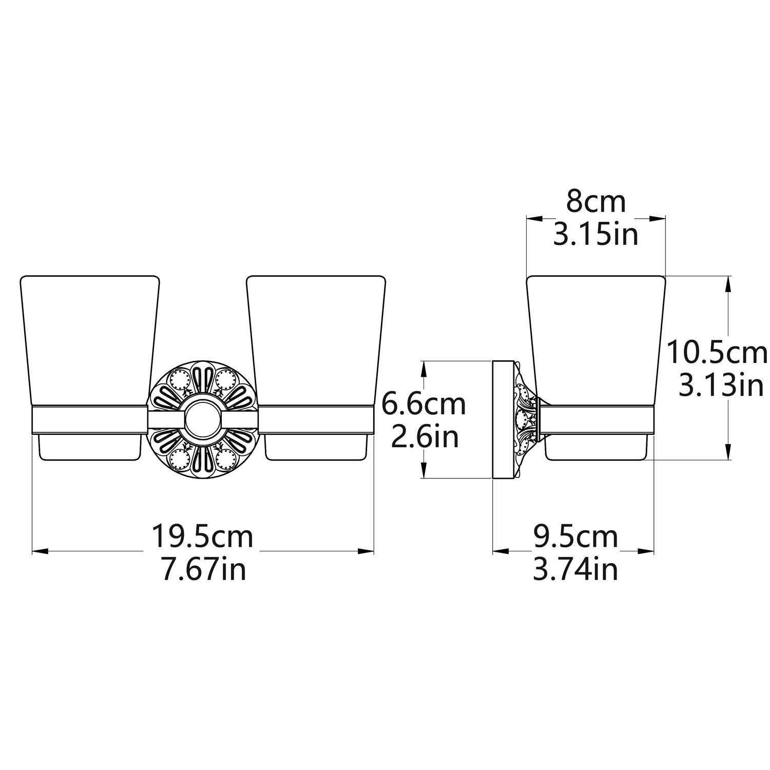 Soporte para cepillo de dientes montado en la pared con 2 vasos de cerámica, soporte para vaso de pasta de dientes, soporte organizador de encimera de baño, accesorios de baño de latón (bronce