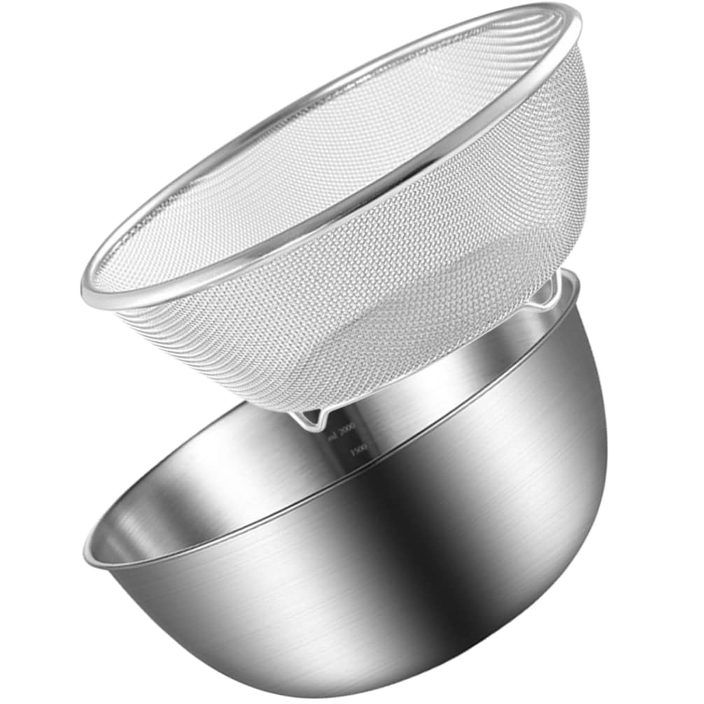 Healeved Colador De Acero Inoxidable Cuenco De Limpieza Ideal Para Arroz Frutas y Verduras