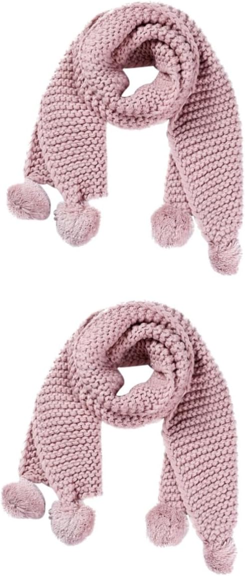 Didiseaon 2pcs Baby's Winter Essential Soft Chenille Scarf Kids Warmth Fuzzy Balls