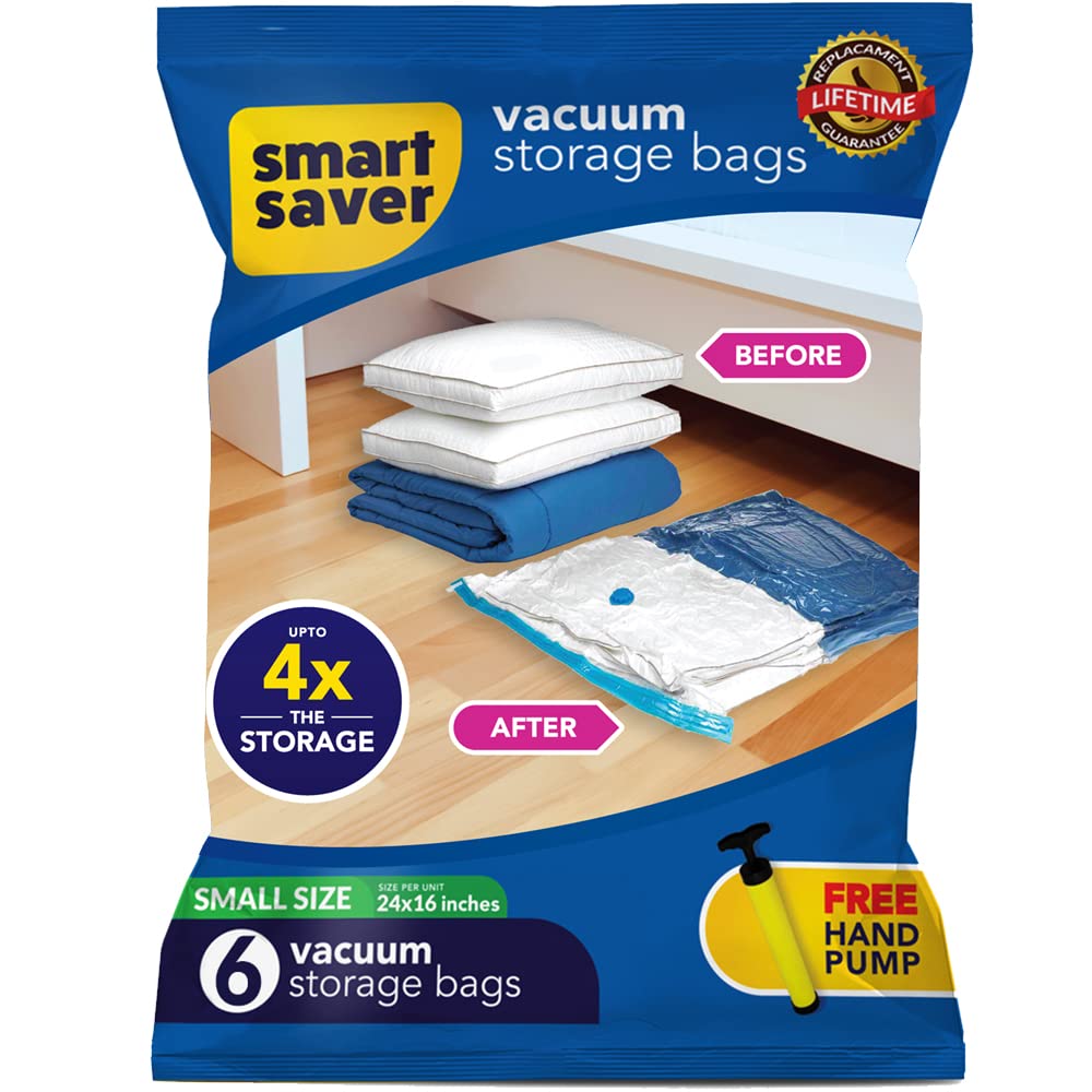 6 Small Smart Saver Vacuum Bags for Travel, Space Saver Bags Compression Storage Bags for Clothes, Bedding, Pillows, Comforters, Blankets Storage Vacuum Sealer Bags for Clothes Storage, Vaccine Sealed Compression Airtight Reusable Packing Ziplock Bag (B0C2FQCPC9) Amazon Price History, Amazon Price Tracker