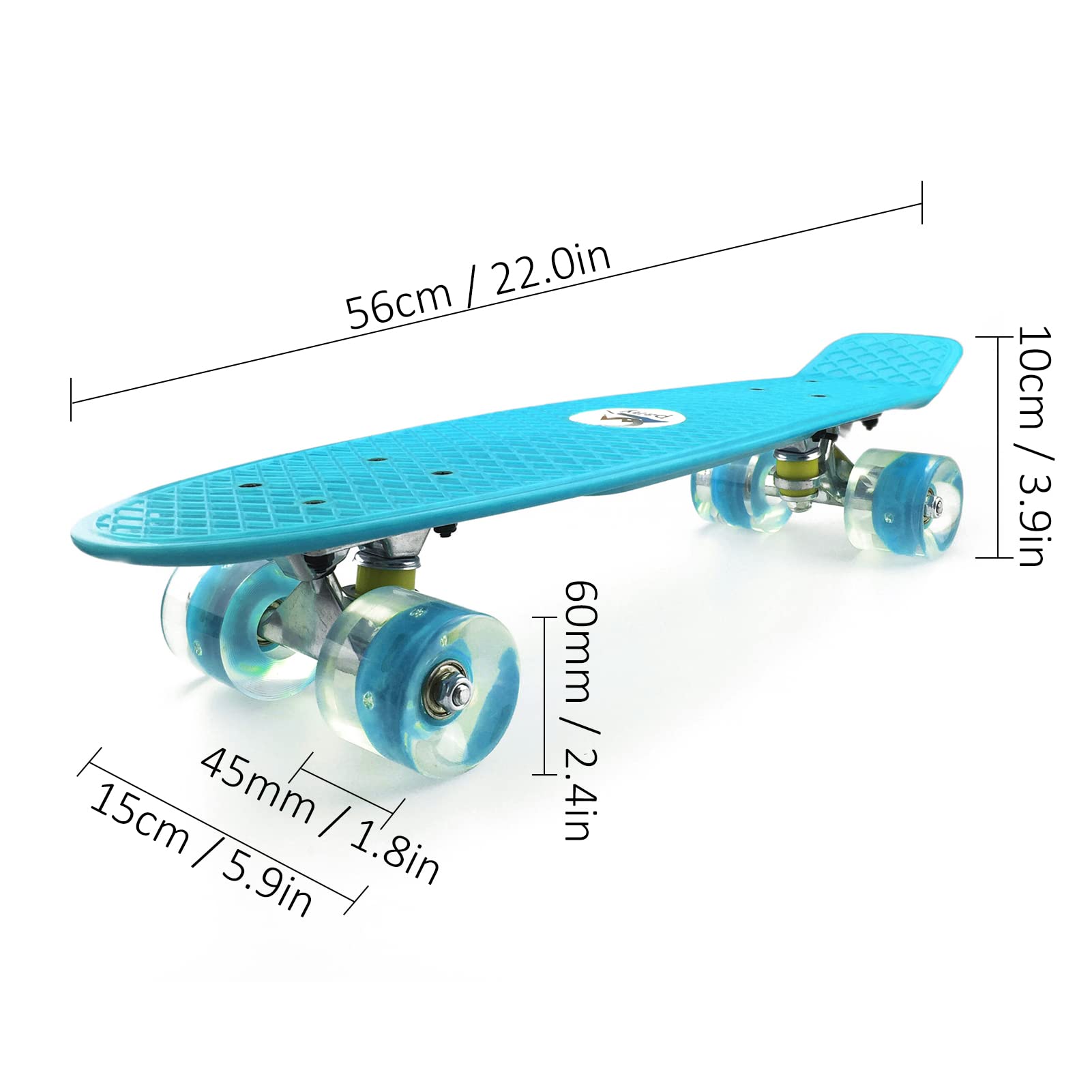 22 Skateboard avec roues clignotantes LED pour enfants garçons et filles