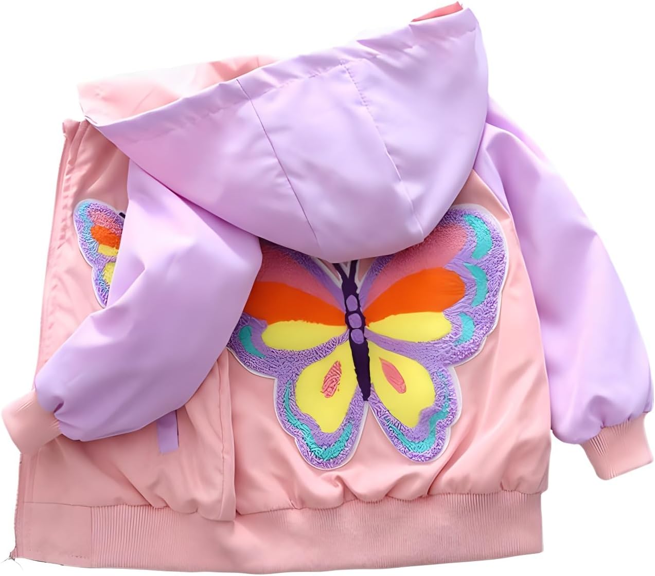 Vinmin Girls Hooded Jacket Butterfly Zip Coat Little Girls Jacket Lightweight Adorable Outerwear For Spring & Autumn (Pink)