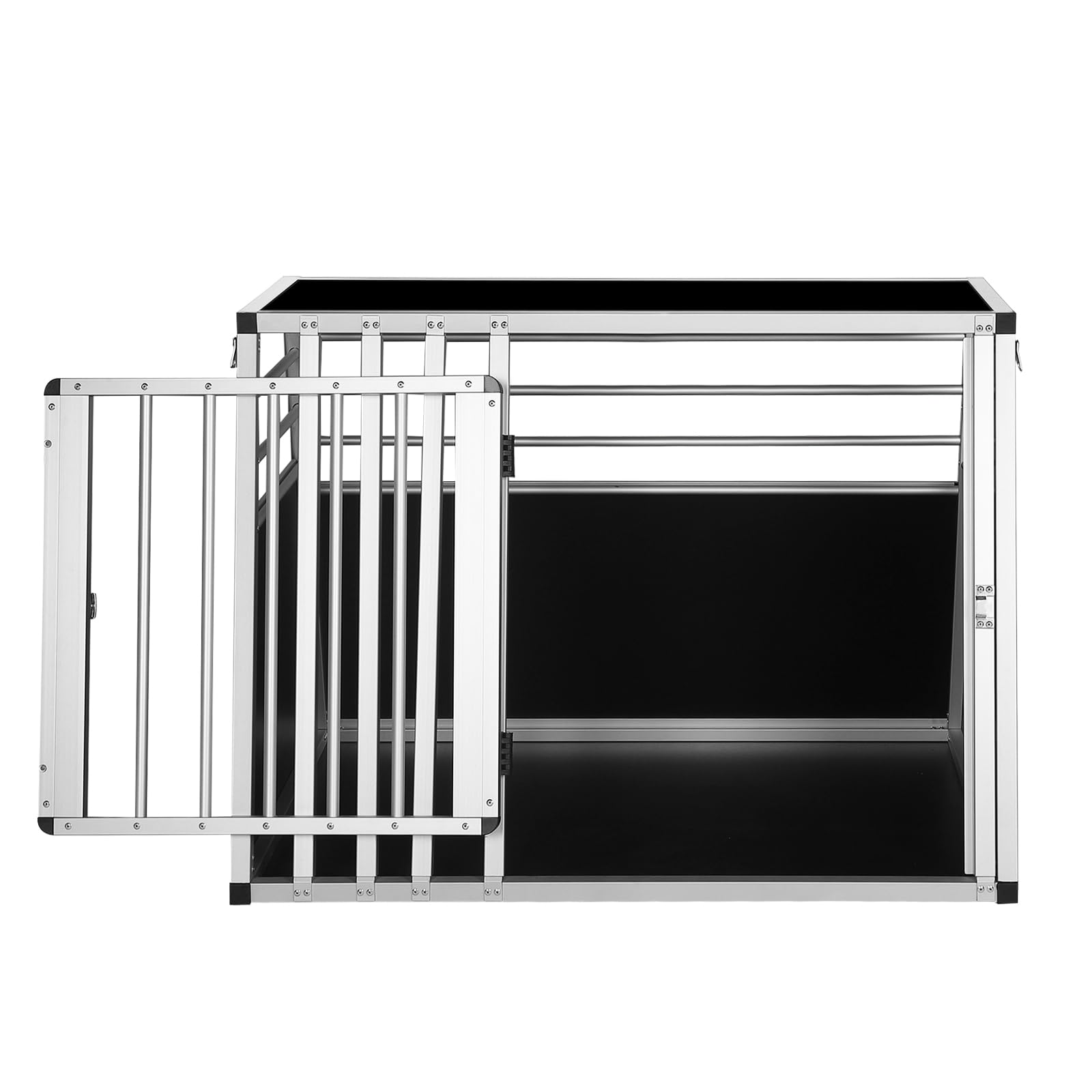 EUGAD Hundebox Auto Kofferraum, Aluminium Hundetransportbox für große mittlere Hunde 92x65x66cm Alu Hundebox Auto mit Sicherheitsverschluss, Leicht Stabil Transportbox Dog Crate für Zuhause