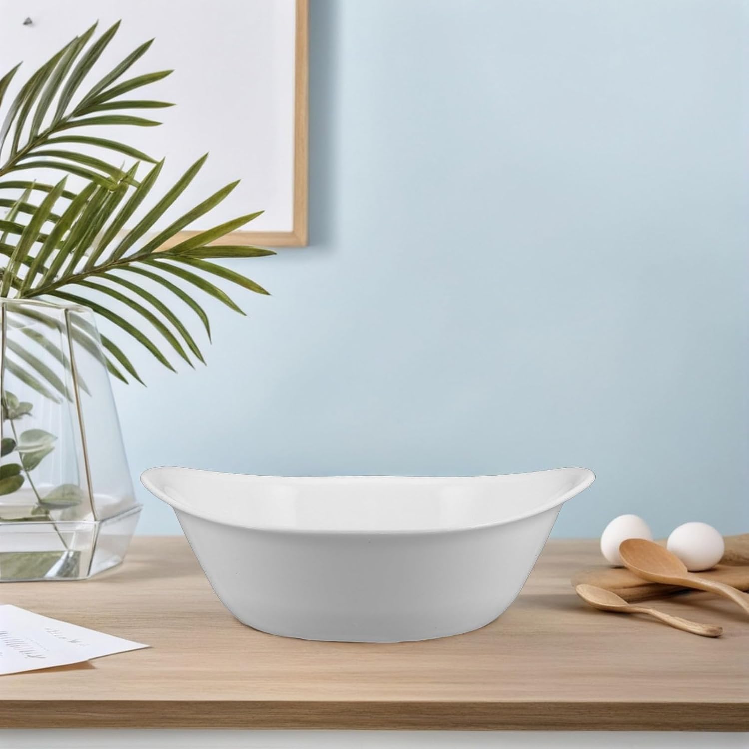 Stackable Face Wash Basin Small Oval Acrylic for Hand Use White