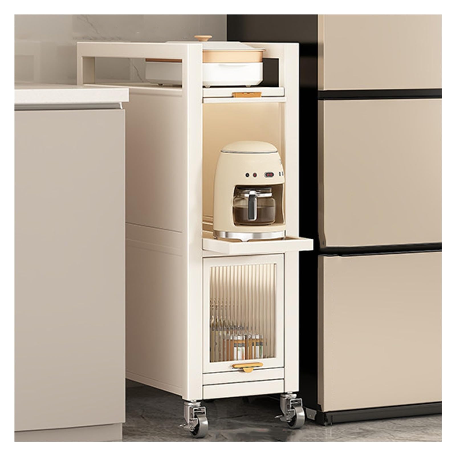 Carrito de almacenamiento estrecho extraíble con ruedas para junto al refrigerador, cocina, espacios pequeños, despensa, comedor, esquina