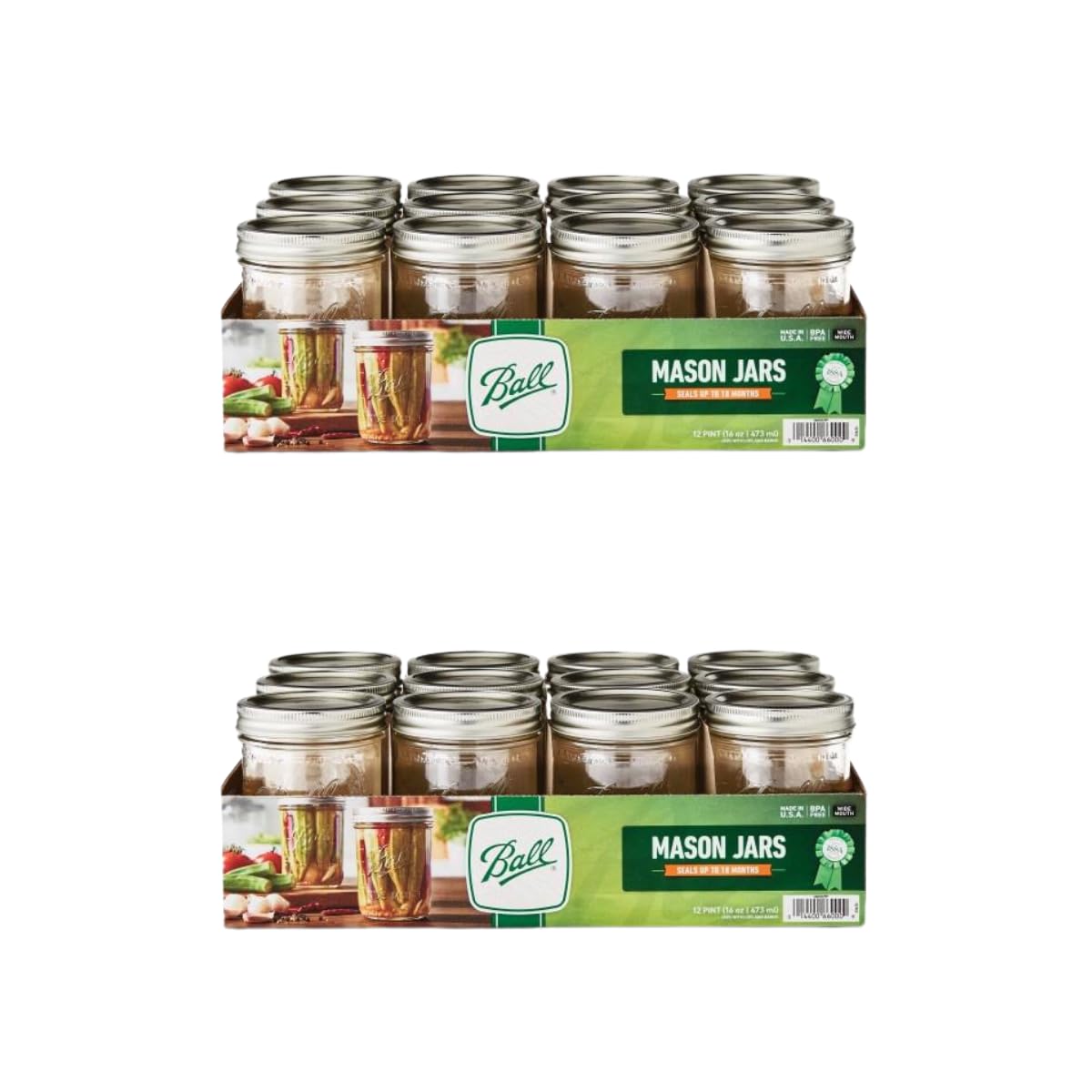 Ball Glass Mason Jars Regular Mouth 16oz Pack of 24