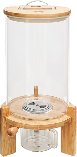 7.5L Cereal Contenedores Almacenamiento,Dispensador de cereales Harina Arroz Contenedor de almacenamiento Tanque de vidrio W/Lid Medición Taza Cubo
