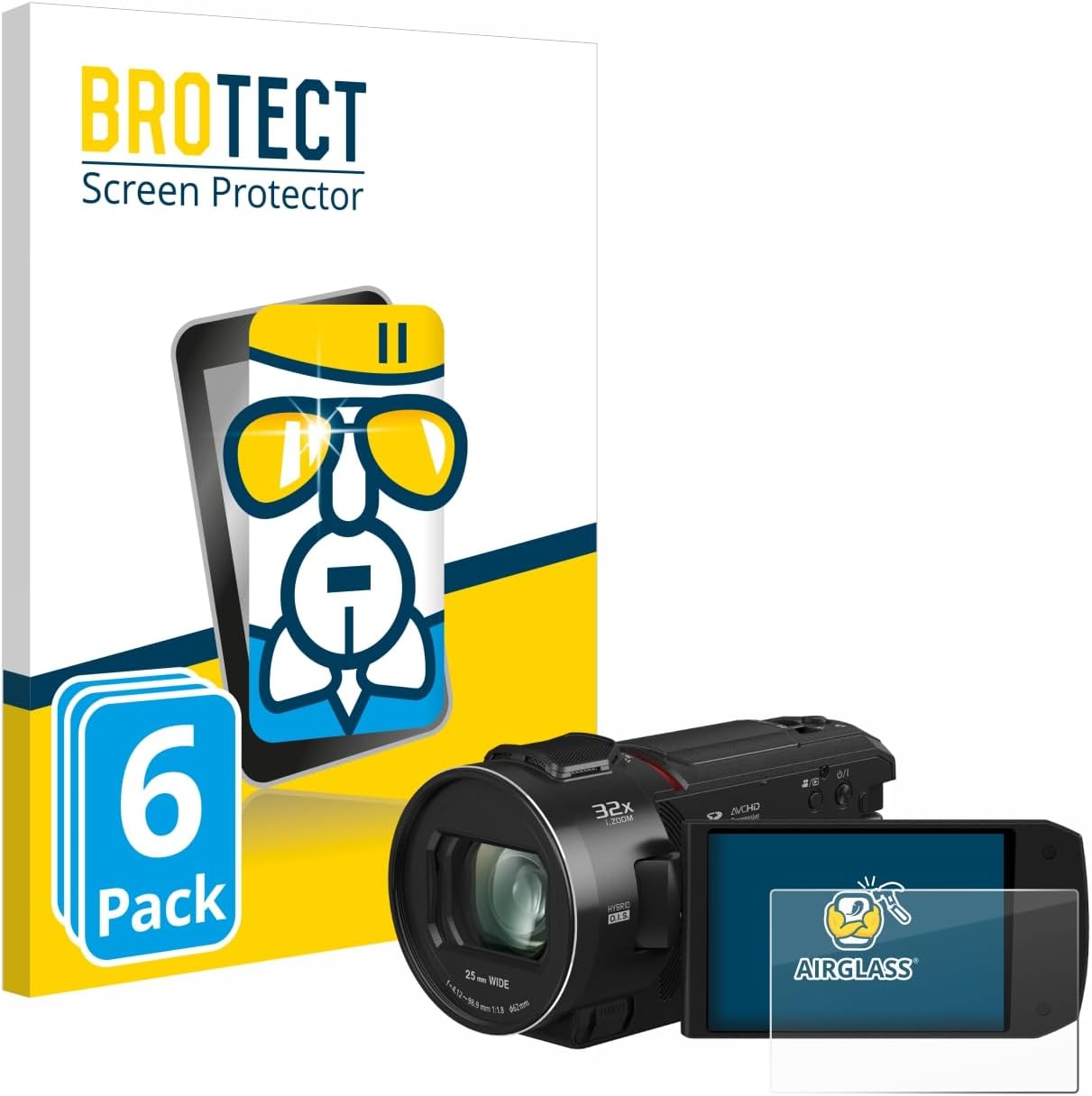 brotect Glass Screen Protector Film Compatible with Panasonic HC-VX3 (6 Pack) - Glass-Foil 9H Protection [Scratch Resistant, High Clarity]