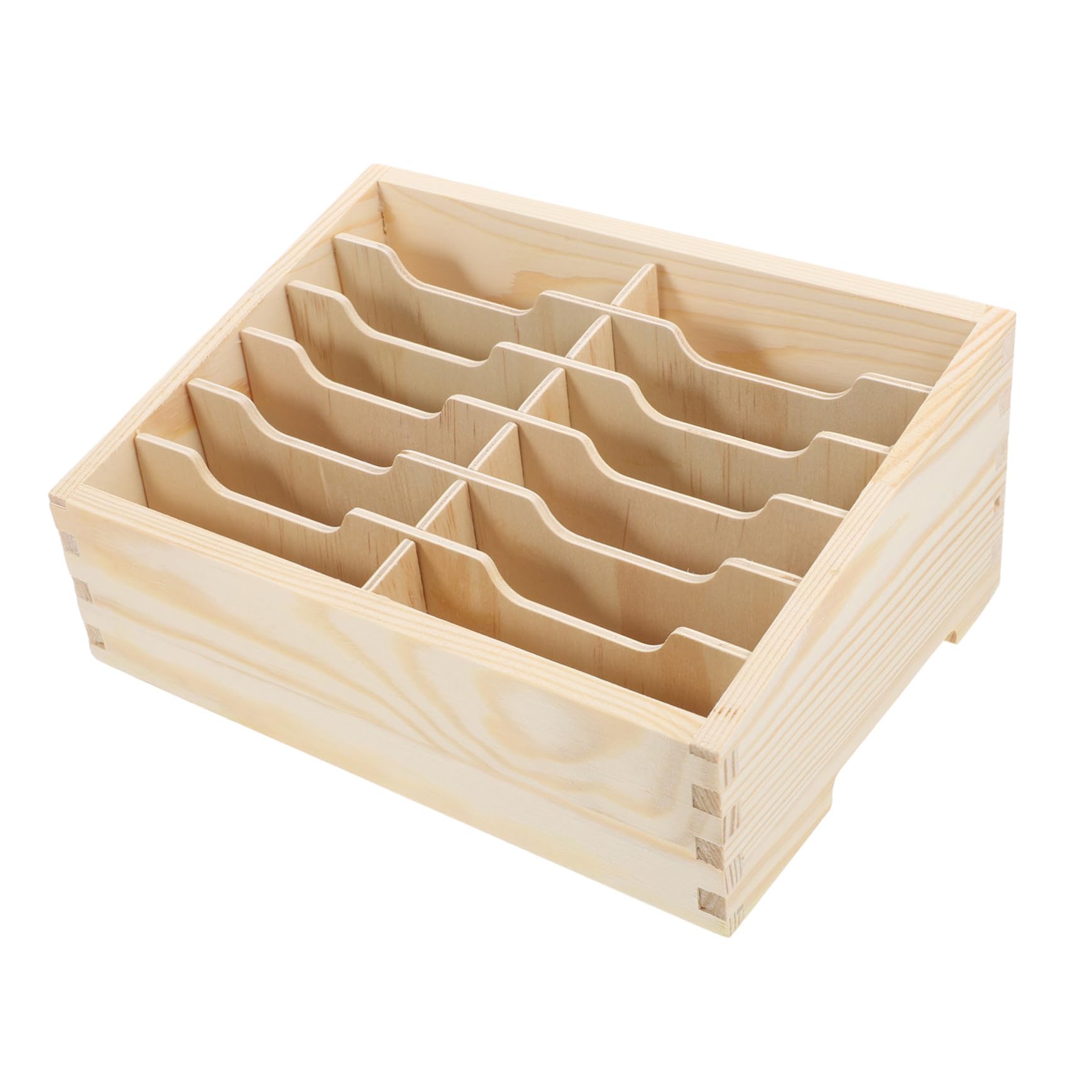Support de bureau pour téléphones mobiles avec 12 casiers en bois
