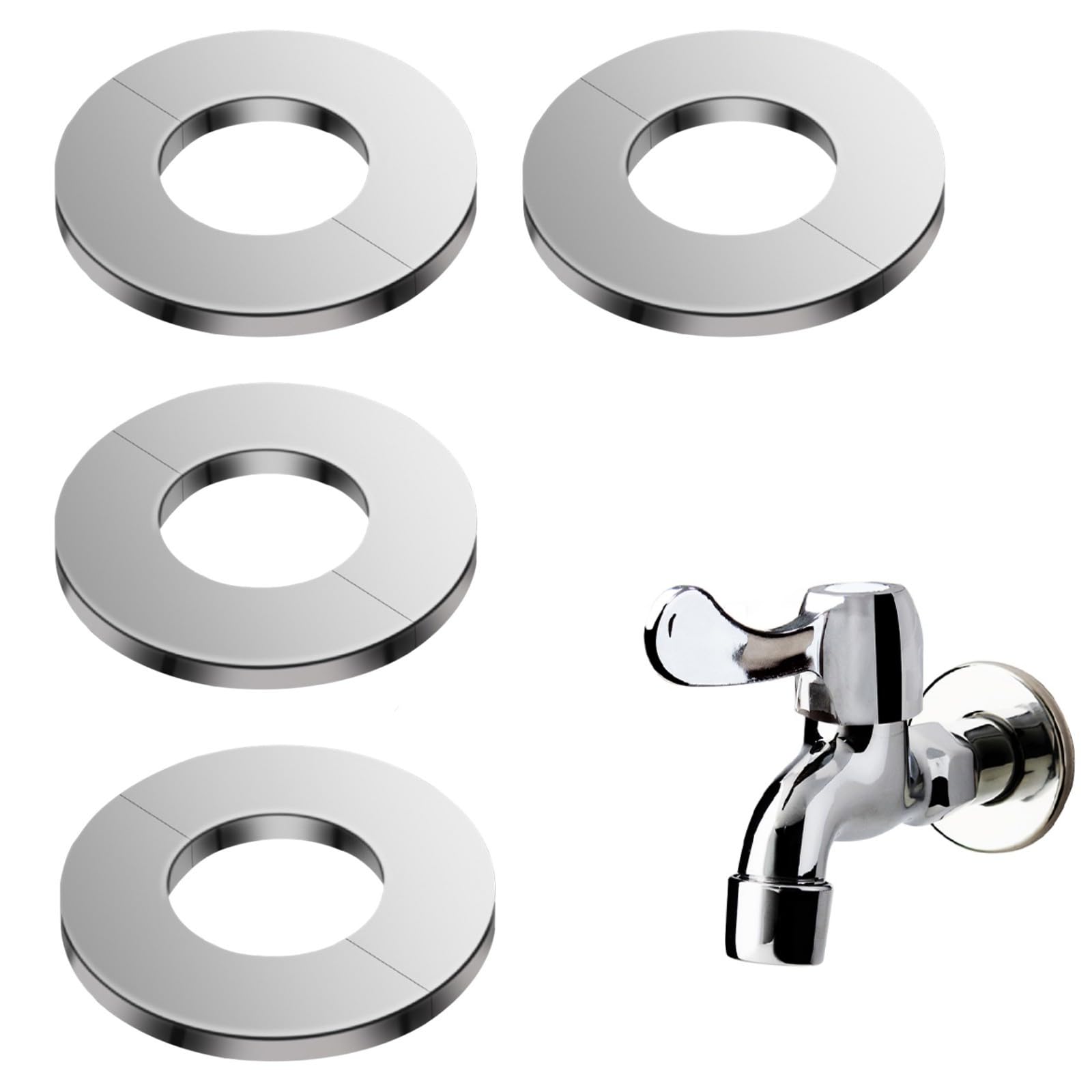 Rosetta per Termosifone, Coperchio del Rubinetto, Rosette per Termosifoni, Acciaio Inox Valvola, in Collare Argento 25mm Foro, 4PCS
