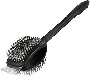 B&C.Room Grill Brush Barbecue Double Headed BBQ Cleaner Cleaning Brush Stainless Steel Wire Bristles with Scraper 17"