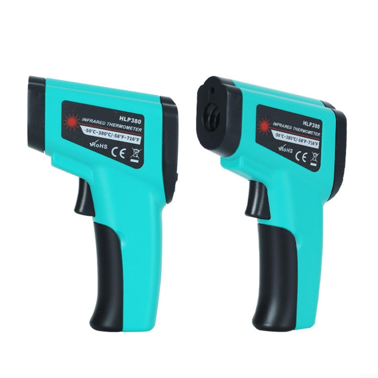 HLP380 Termometro a infrarossi senza contatto -50 °C a 380 °C Misurazione rapida Emissività regolabile Display LCD con retroilluminazione per laboratori industriali e misurazioni HVAC Verde