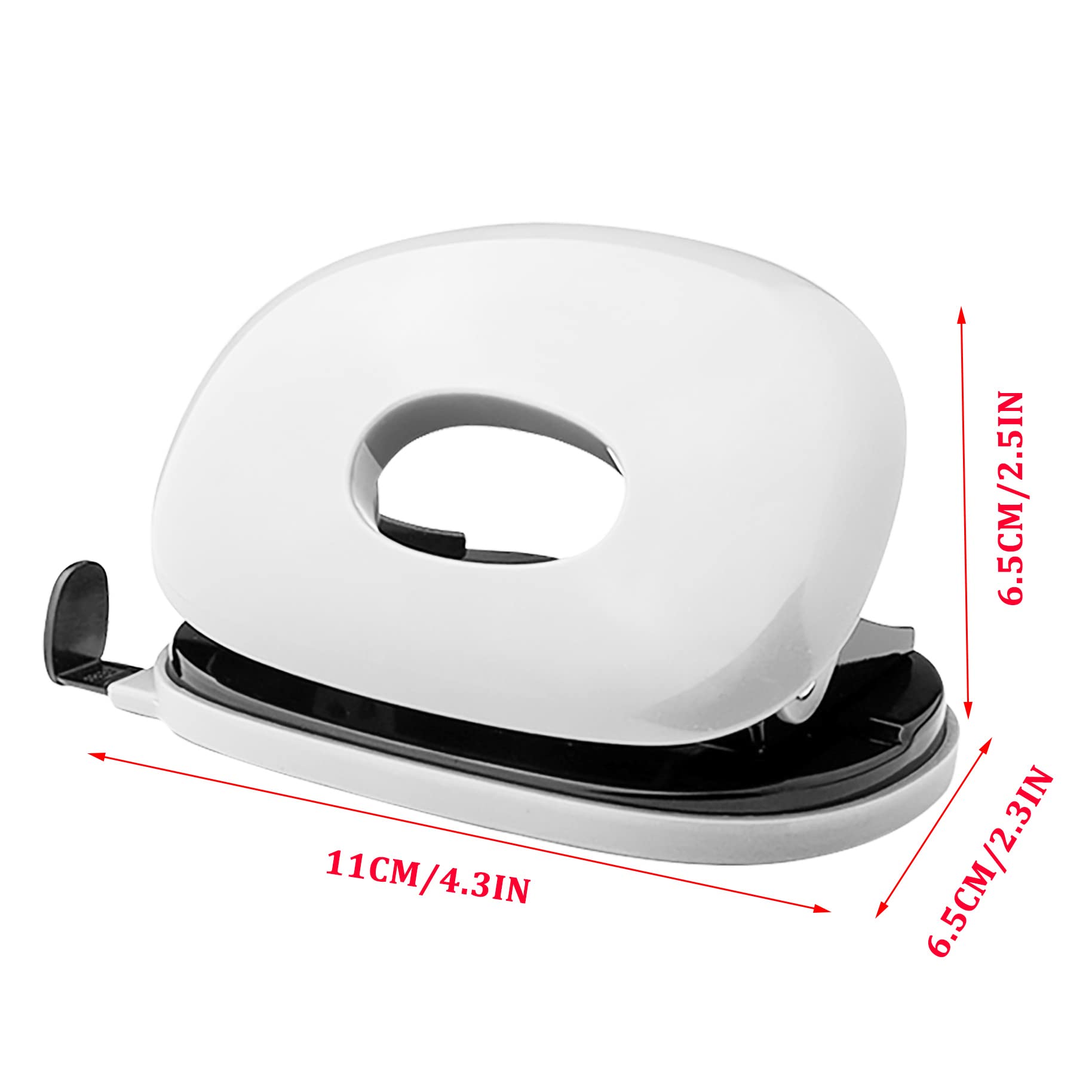 2 Hole Punch, Portable Desktop Hole Punch 10 Sheet Capacity, Low Effort Handheld Paper Hole Puncher with NonSkid Base for Office Paper DIY Projects School Supplies,White