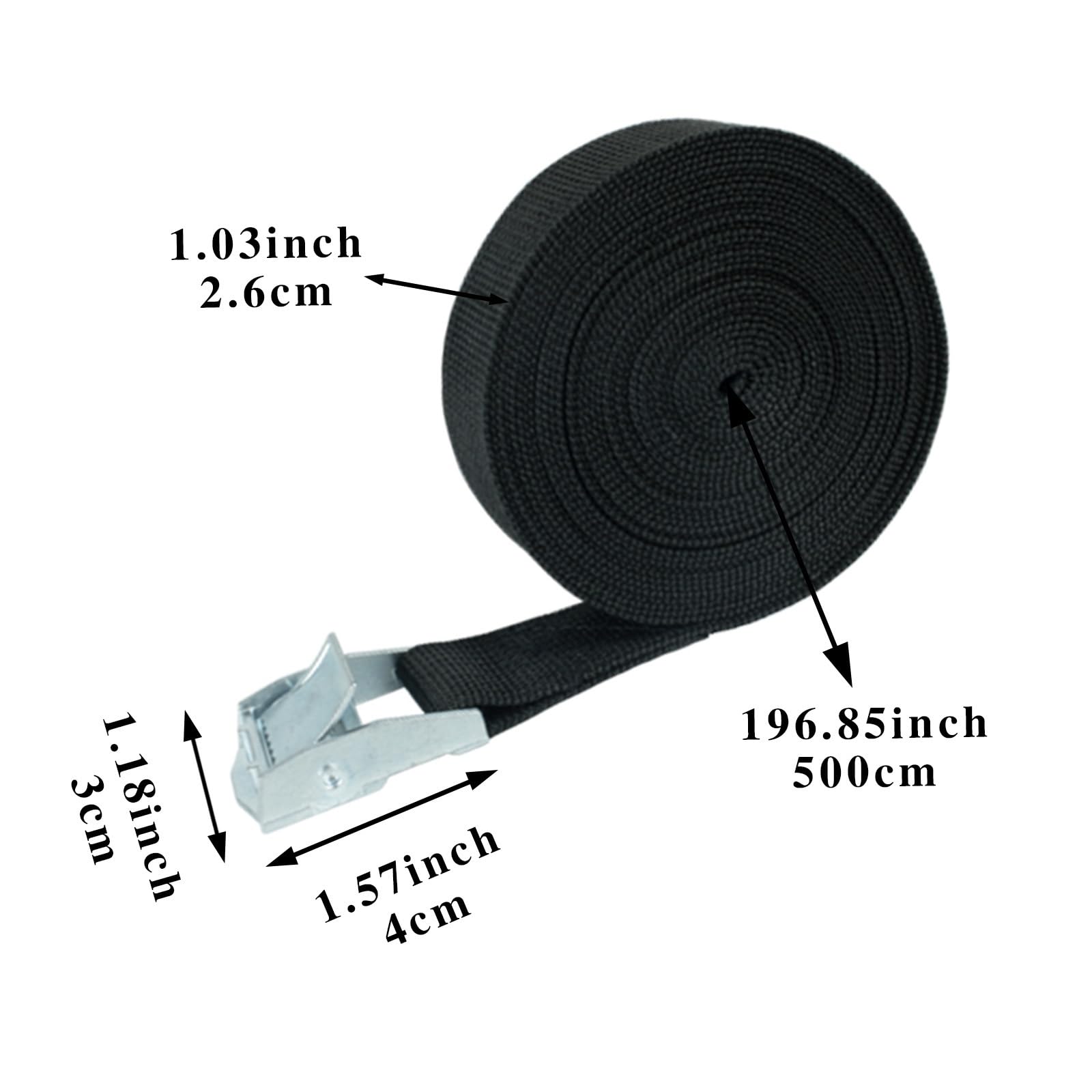 Regulowane pasy z zapadką i haczykami typu J, Paski zapadkowe 5m Multicolor 26mm Opakowanie 4/6 szt. Z blokadą zaciskową(6PCS Black)
