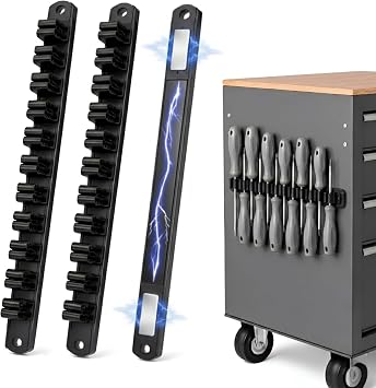 Magnetic Wrench and Screwdriver Organizer Tool Organizer for Workshop & Garage, HeavyDuty Magnetic Base for Toolbox Organization, SpaceSaving Tool Rack, Great Gift for Men 1 PCS, Black Base