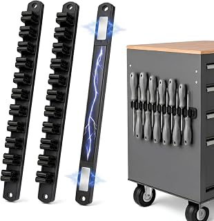 Magnetic Wrench and Screwdriver Organizer – Tool Organizer for Workshop & Garage, Heavy‑Duty Magnetic Base for Toolbox Organization, Space‑Saving Tool Rack, Great Gift for Men (1 PCS, Black Base)