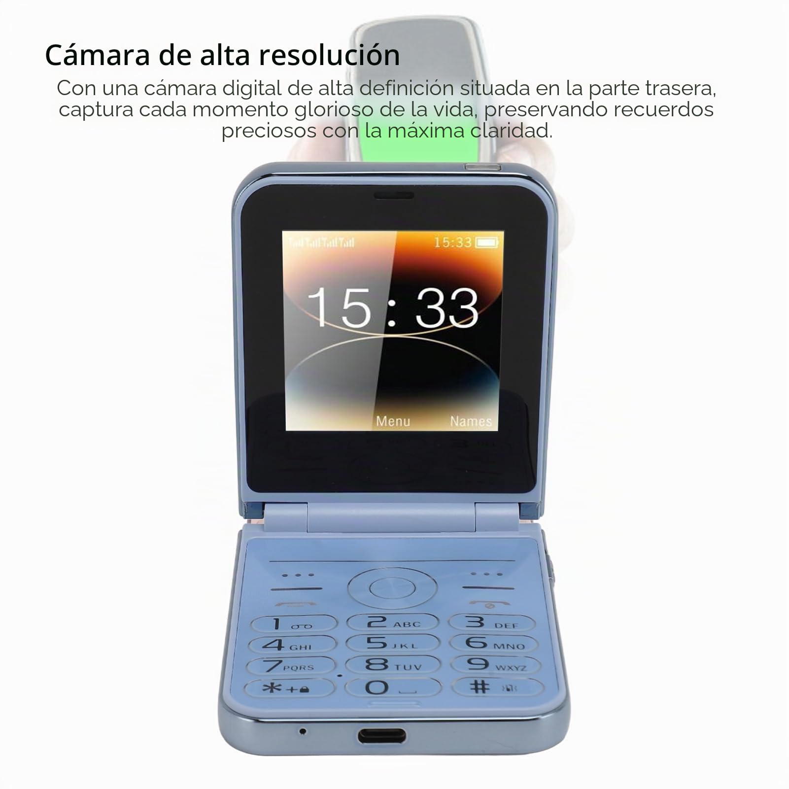 Bewinner Teléfono con Tapa Desbloqueado 2G para Mayores, Móvil con Botones Grandes y 4 SIM en Espera, Pantalla 2.6 Pulgadas (Azul)