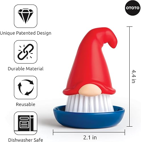 Miniatura 6 de - OTOTO Barbudo (Beardy), Cepillo para lavar los platos y verduras de gnomo, regalos extravagantes, accesorios bonitos y divertidos de cocina,