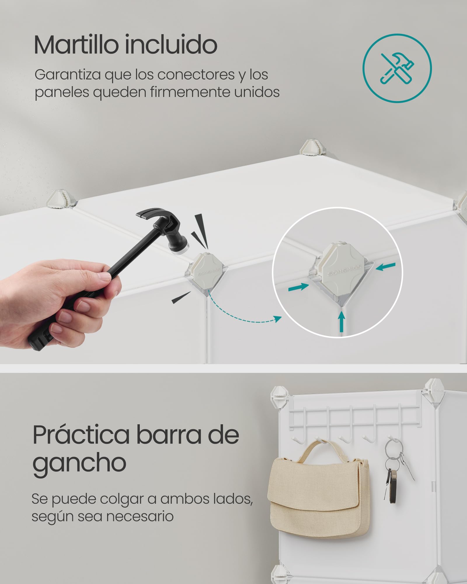 SONGMICS Mueble Zapatero Plástico, 12 Compartimentos para 48 Pares de Zapatos, con Puertas, Estructura de Acero y Estantes de Plástico, Armario para Dormitorio, Blanco Nube LPC040W02 | 30 x 40 x 30 cm por compartimento, acero, plástico PP, plástico ABS, D