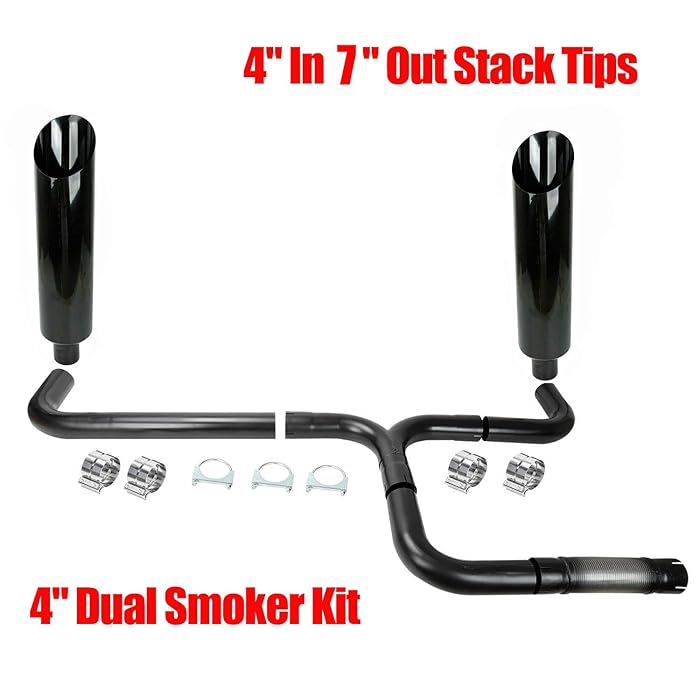 Buy LucaSng Universal 4" Turbo Dual Smoker Diesel Exhaust Stack T Pipe