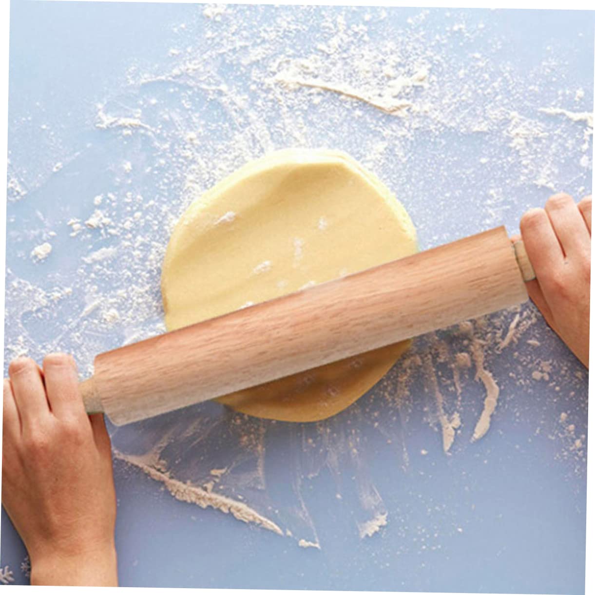 Rodillo de Amasar de Madera 47x6cm sin Pintar, 2 Piezas | Cera, Rodillo Suave Rodamientos Inoxidables, para Pastelería y Repostería, Cookies y Pizza