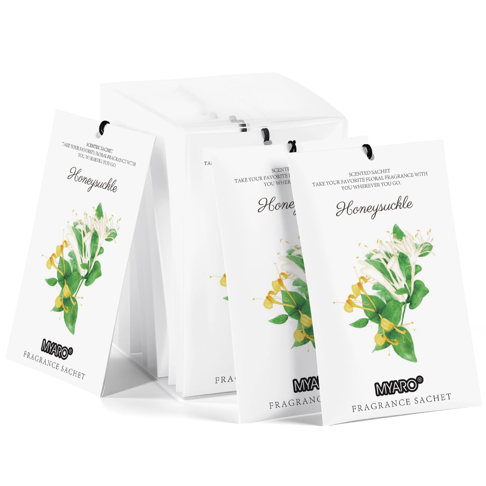 MYARO 12 Pack Honeysuckle Scented Sachets, Closet Deodorizer Car Freshener