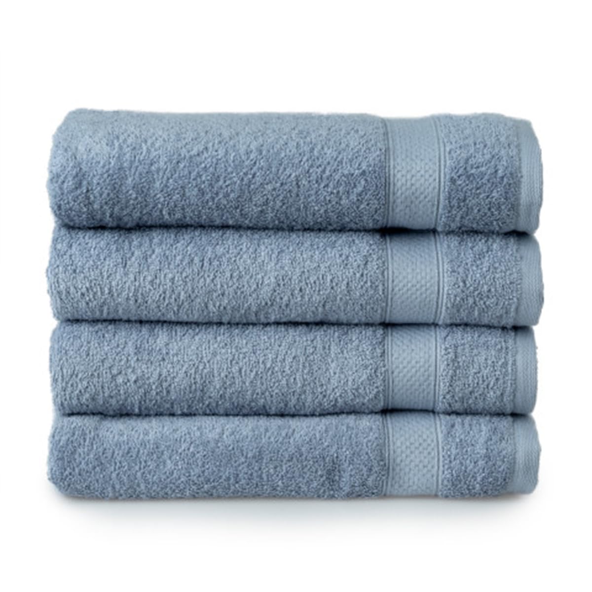 Welhome Basic 100% Cotton Towel (Dusty Blue)- Set of 4 Bath Towels - Quick Dry - Absorbent - Soft - 434 GSM - Machine Washable