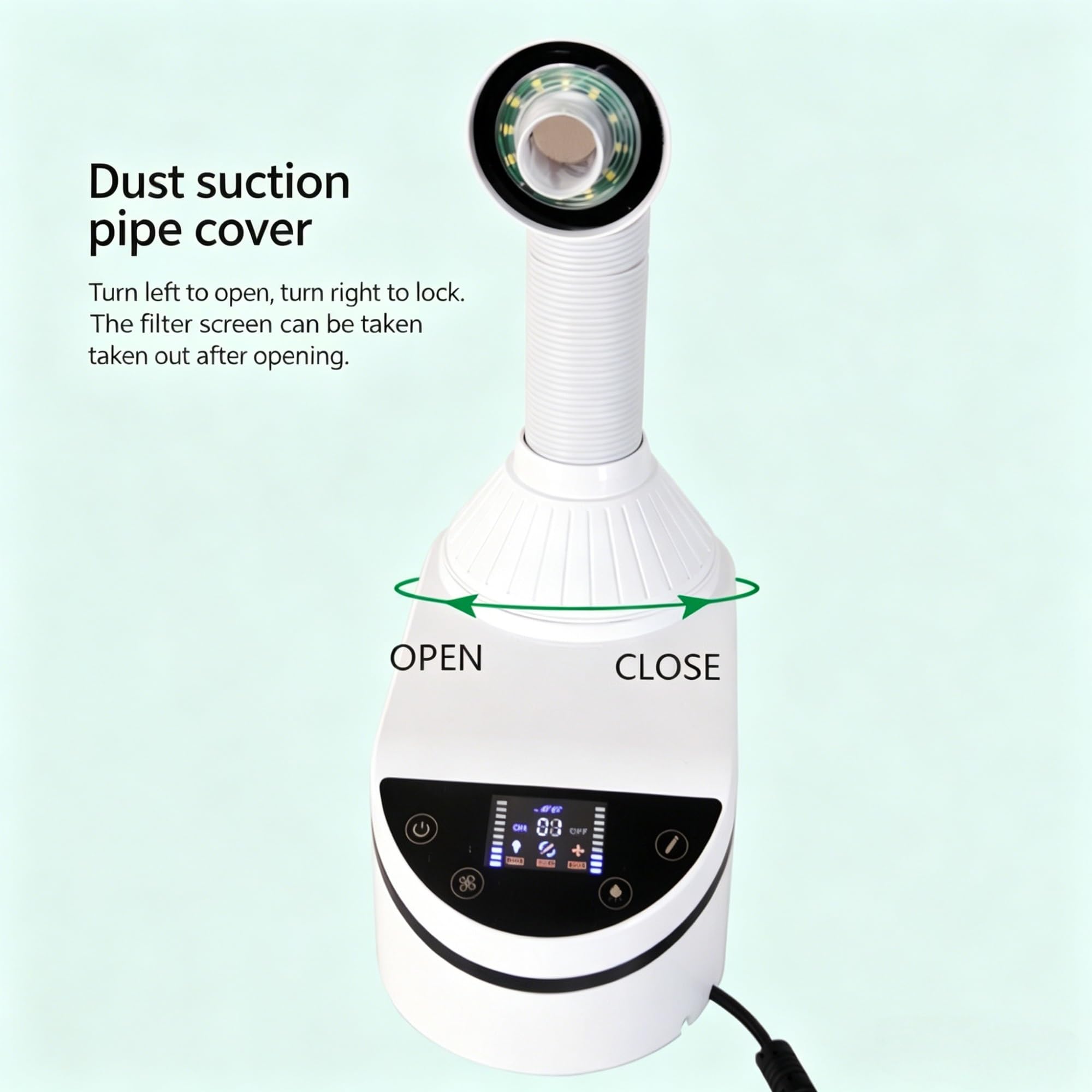 Aspiradora de colector de polvo dental de 230 W con pantalla táctil, control de 3 velocidades, luz LED, limpiador de mesa para salones de uñas, laboratorios dentales y estaciones de trabajo de pulido