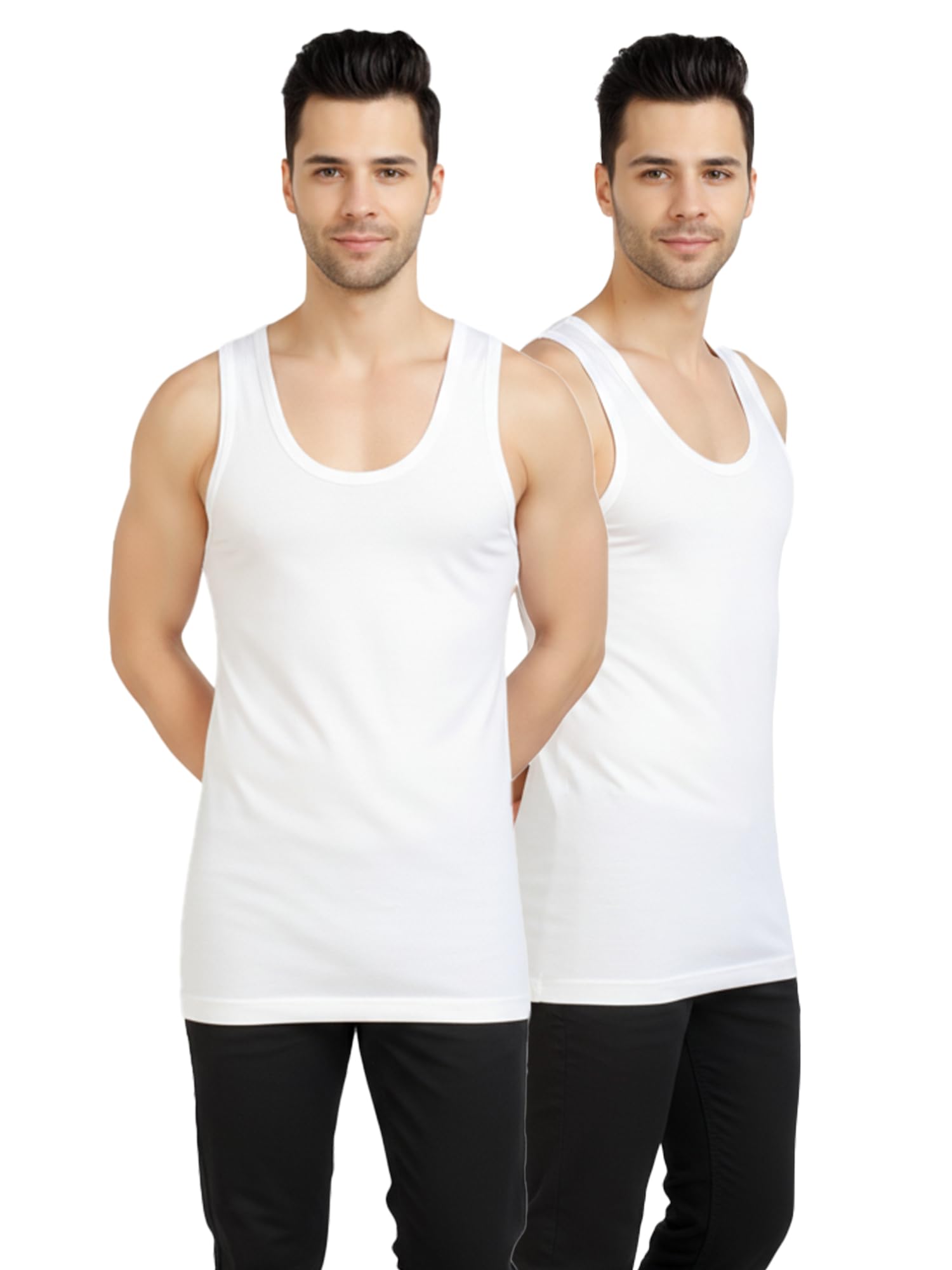 cosco Premium Vest for Men | 100% Combed Cotton Solid White Sleeveless Round Neck Baniyan Sando Ganji Undershirt | Tagless Soft Breathable Stretchable Durable Innerwear | Pack of 2-picture-43