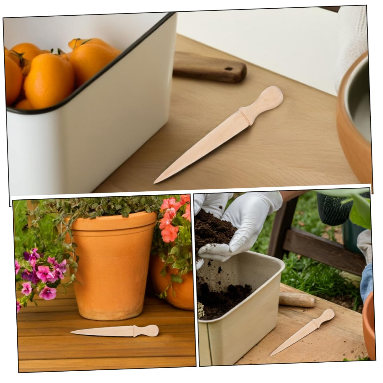 Hemobllo Kit de 6 Herramientas de Plantación de Madera Mango para Jardinería, Excavadora Fácil de Limpiar y Versátil para Plantar y Excavar Tierra