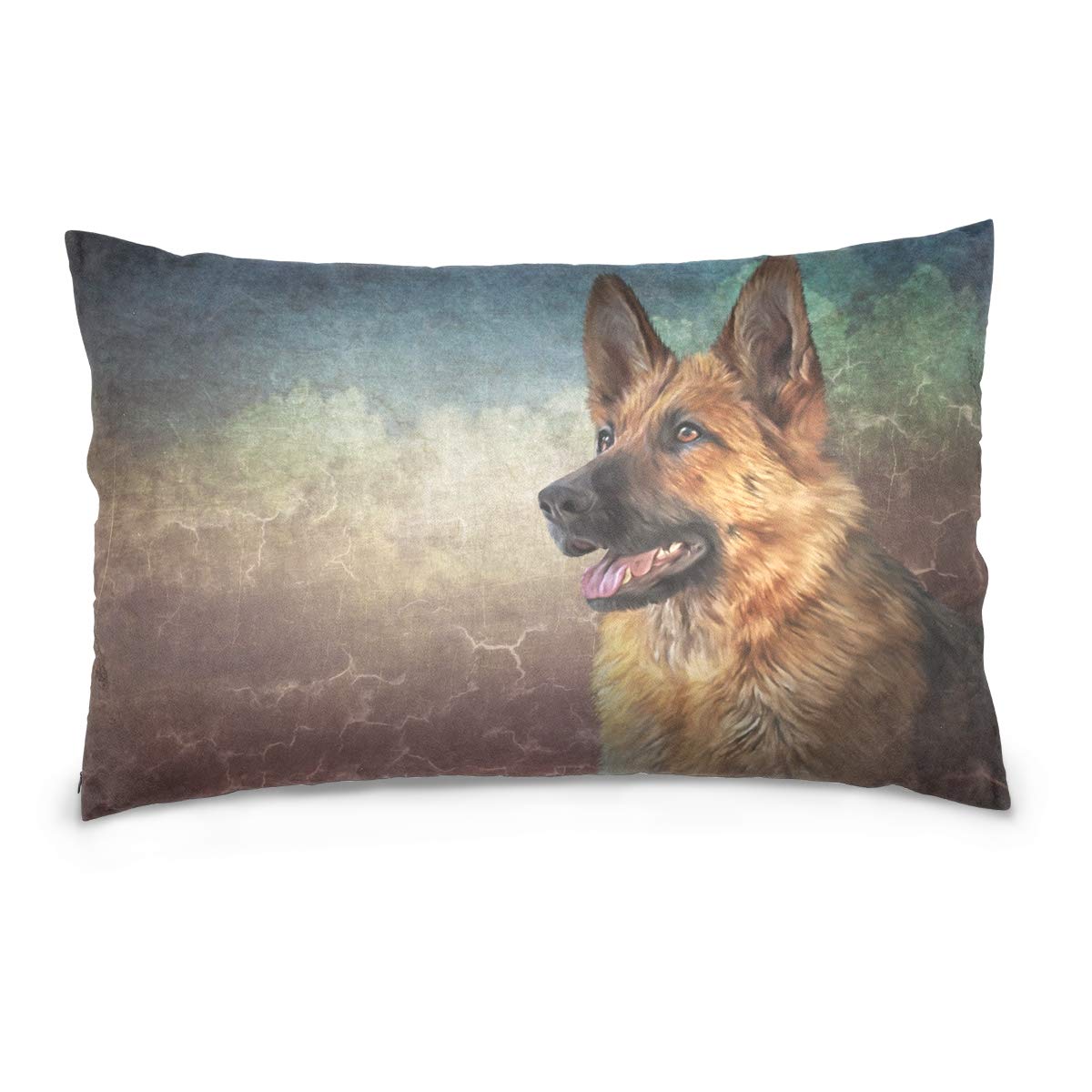 Linomo Throw Pillow Cover 20x26 inch, German Shepherd Dog Decorative Pillow Cases Cushion Cover for Couch Sofa Bed Home