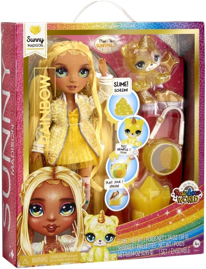 Rainbow HIGH Fashion Doll with Slime & Pet - Sunny (Yellow) - 28cm Twinkle Doll with Shining Deer, Magic Pet and Fashion Accessories - Children's Toy - Ages 4-12 Years