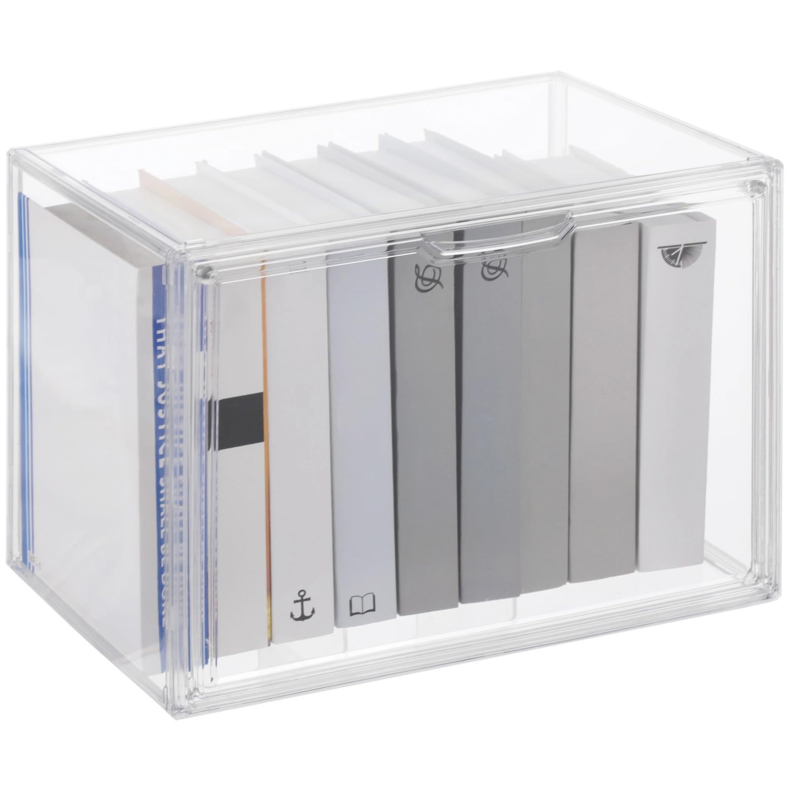 Organizer a cubo in acrilico trasparente, 35,5 x 22,9 x 27,9 cm, ripiano in plastica con scanalature per maniglia e design aperto