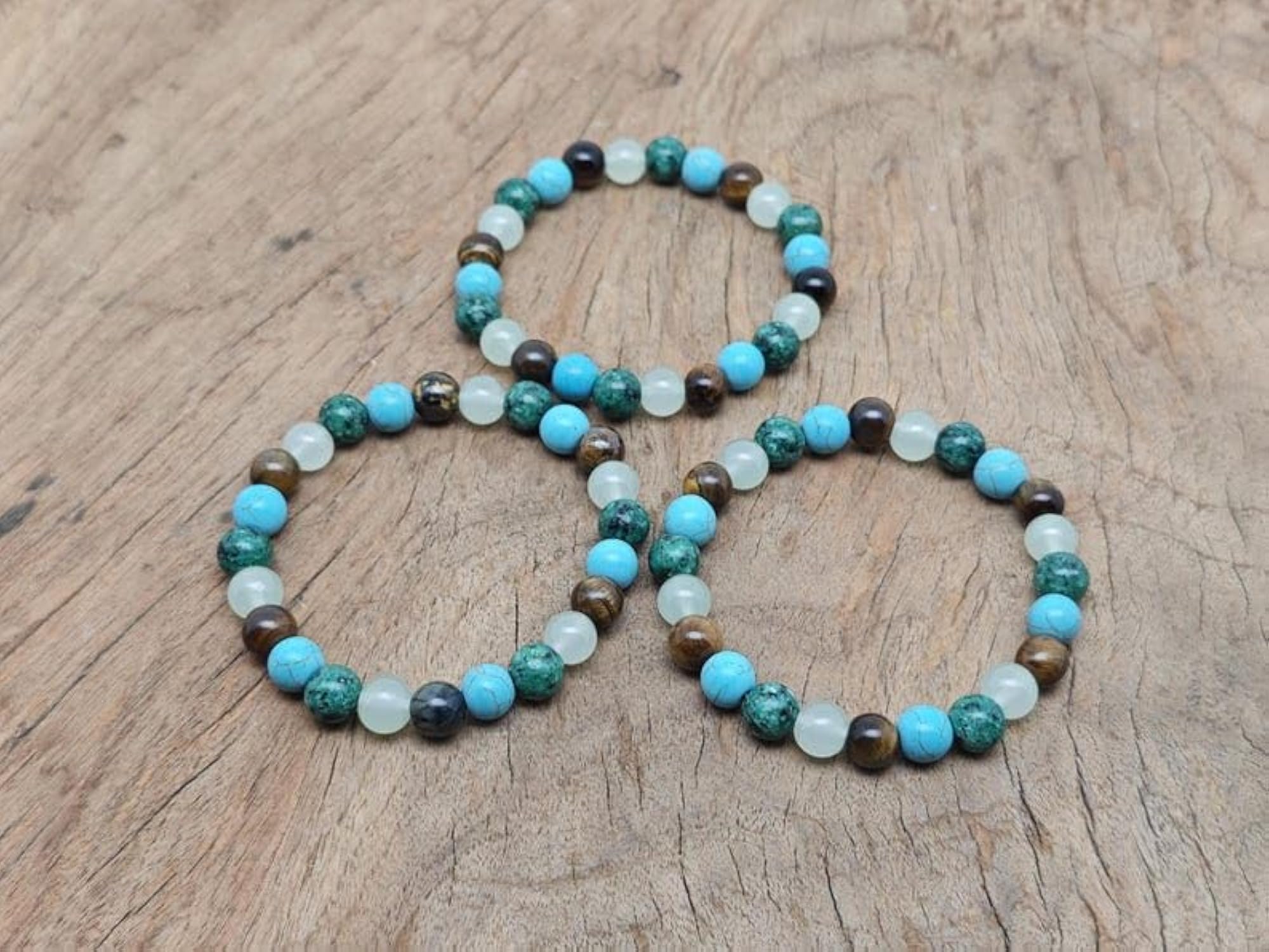 Unisex Natural Ruby Zoisite & Turquoise Stretchable Bracelet