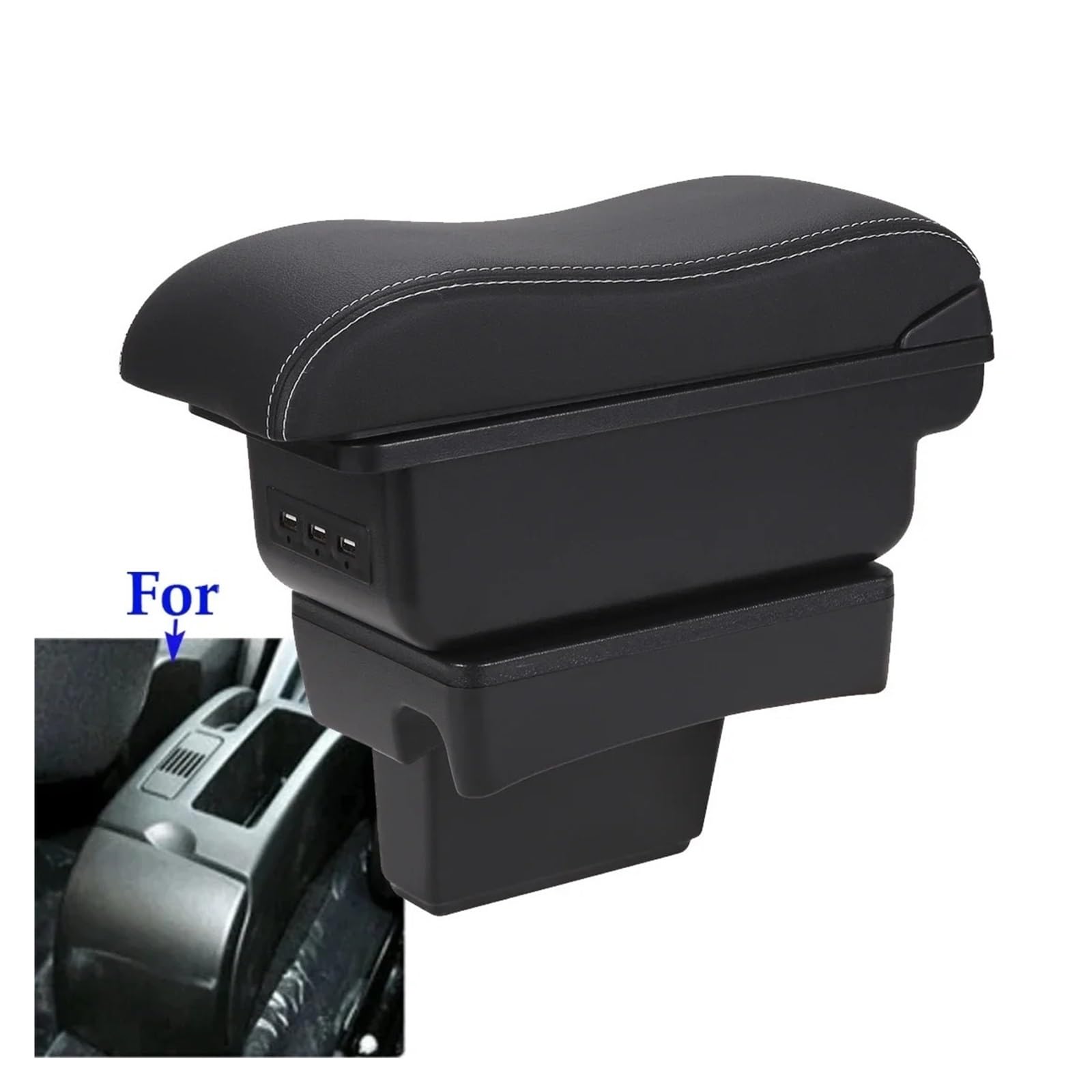 Bracciolos centrales Per Peugeot 307 2001-2008 Bracciolo Box Accessori Per Auto Vano Portaoggetti Automatico Dettagli Interni Rialzati Bracciolo centrale per auto(C Black white NoUSB)