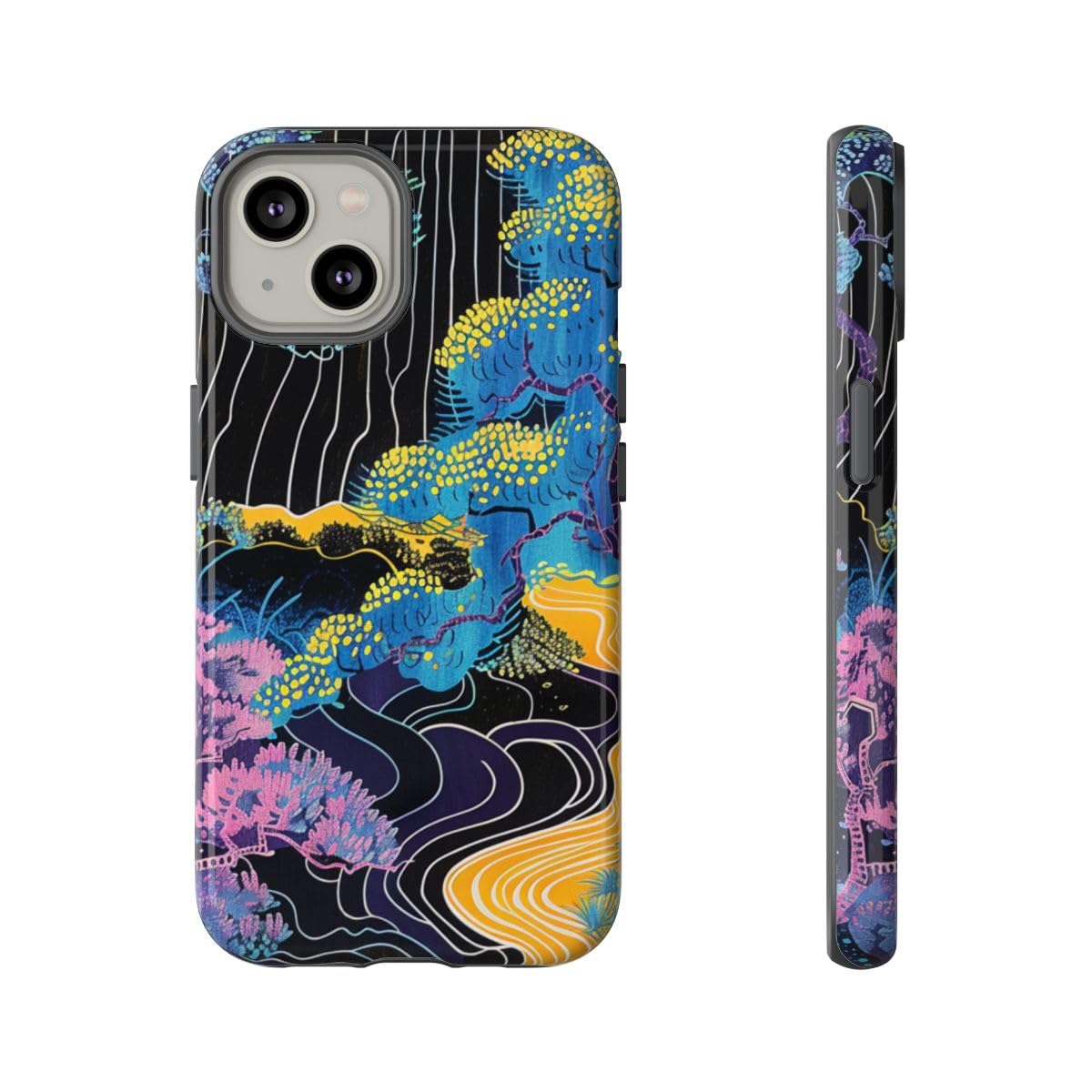 Coque iPhone 14 rigide bleue motif abstrait pour éviter les rayures - 5