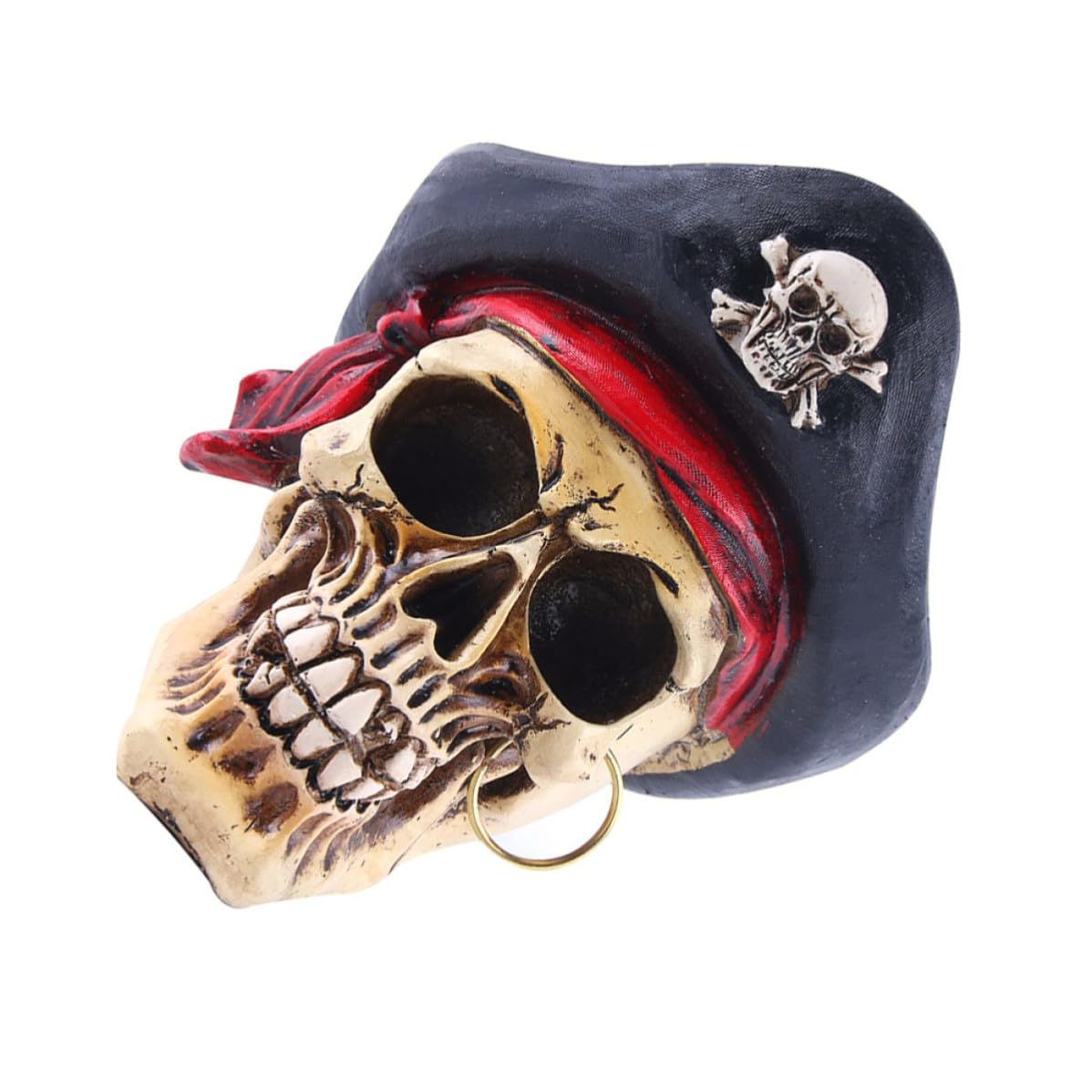 Calavera de resina pirata para solucionar la falta de espacio decorativo en oficinas