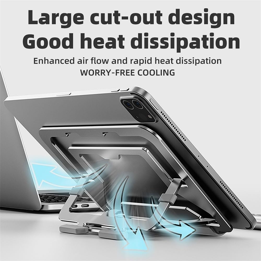 Podstawka pod laptopa, Laptop Stand, Aluminum Foldable Laptop Riser Desktop Adjustable Cooling Holder Akcesoria biurowe(Silver)