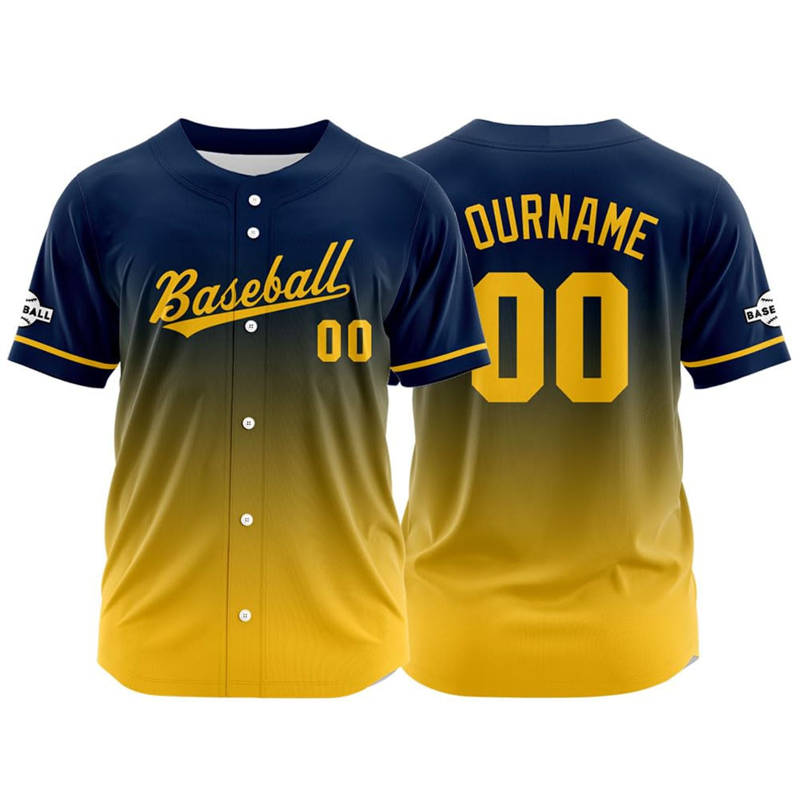 Maillot de baseball imprimé personnalisé avec numéro et nom