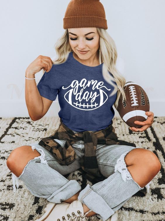 Game Day Football T Shirts Women Cute Football Graphic Tee Tops Funny Sunday Casual Short Sleeve Tee Shirts - Image 3