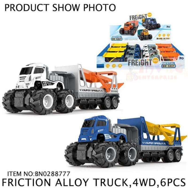 Image of 1:43 4WD Diecast Alloy Double-Deck Transportation Big Toy with Friction Powered Miniature Car Vehicle for Kids, Boys and Girls (2 Color Trucks = Send Any 1 Truck)