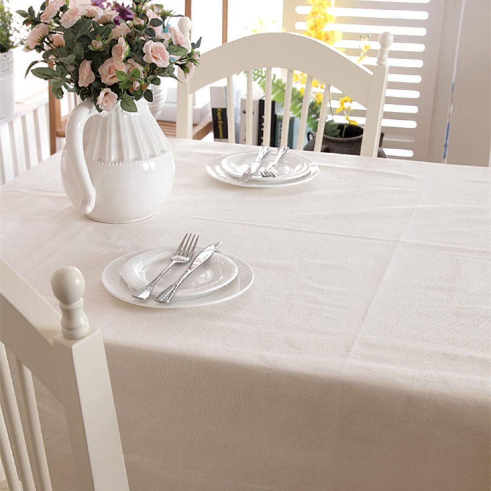 Tablecloth Cotton and Linen Thickening Modern Minimalist Color White Plain Lace Tablecloth Coffee Table Cloth Table Cloth Home Decoration Fashion Tablecloth Without Lace 130X180Cm