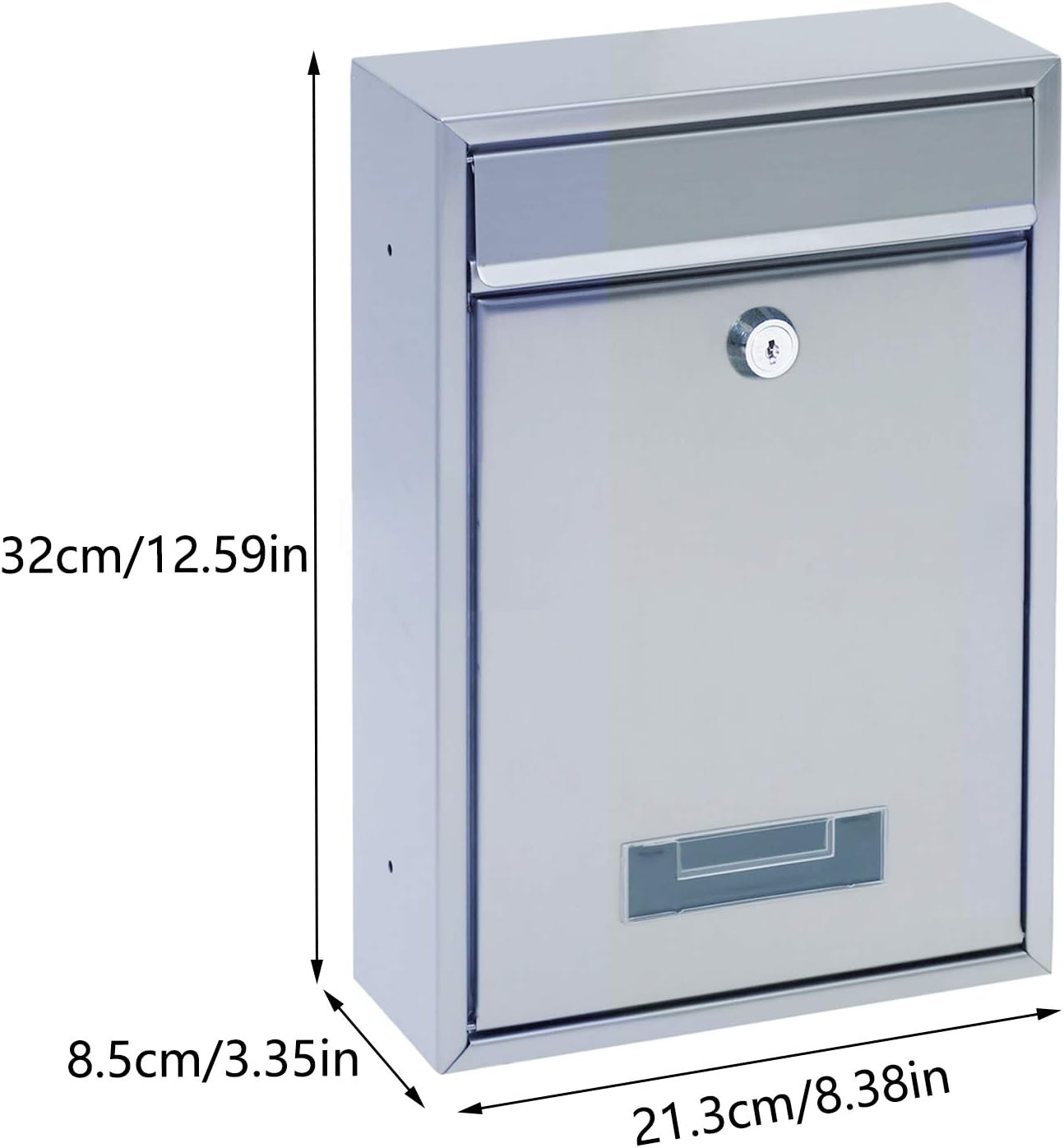 Wall-Mounted Mailbox, 8.38"*3.35"*12.59" Heavy Duty Mail Boxes Drop Box Hanging Secured Postbox Combination Lock Box Letter Drops with Lock, Mail Box for Hotels, Factories, Enterprises, Schools