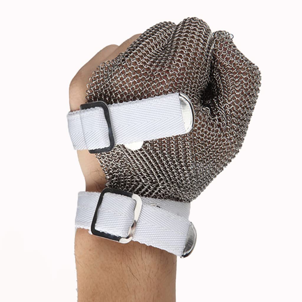 Guantes de Trabajo Anticorte Guantes de trabajo de seguridad a medida resistentes a cortes, guantes de cota de malla con anillo de Metal suave y antideslizante, mano izquierda y mano derecha universal