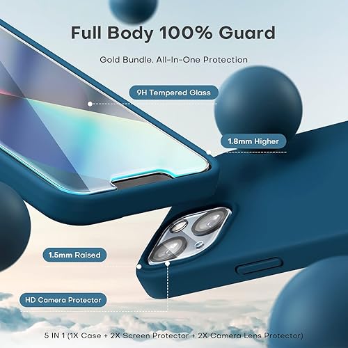 Vista 251 de TOCOL - Funda 5 en 1 para iPhone 11, con 2 protectores de pantalla + 2 protectores de lente de cámara, funda delgada de silicona líquida a prueba