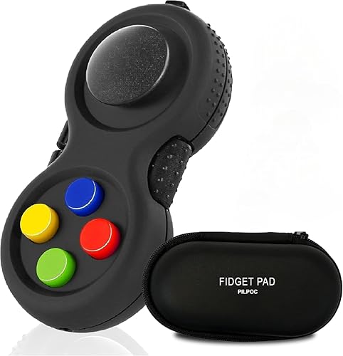 PILPOC Fidget Pad - Fidget Controller Toy for Highly Increased Focus, Reduced Stress, Anxiety, ADHD Clicker, Fidget Clicker, Controller Fidget Toy, Fidget Remote Control, Kids Toy Controller Sensory - Black & Mix