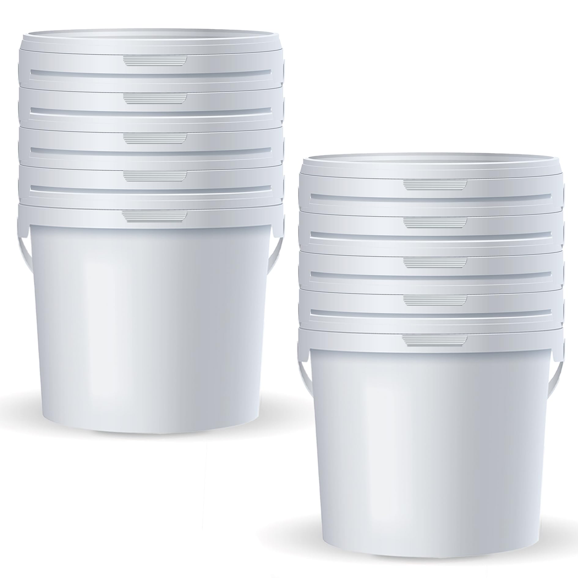 POSH Secchio con coperchio: bianco, in plastica, a prova di perdite, inodore, robusto, stabile, ermetico, secchio con manico (10, 10 l)