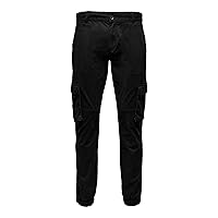 Only & Sons Male - Pantaloni Cargo con Polsini, Nero