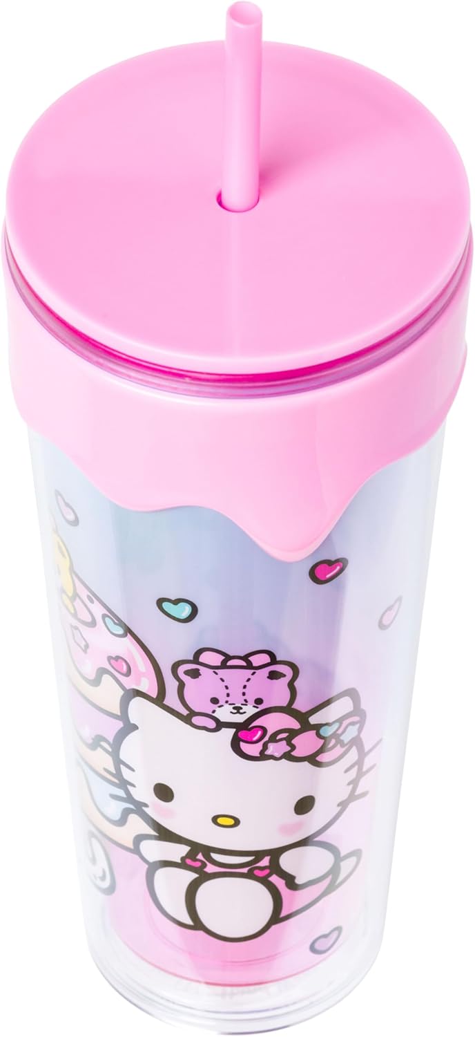 Silver Buffalo Sanrio Hello Kitty and Friends Plastic Drip Tumbler Featuring Hello Kitty, Tiny Blue, Tiny Pink, and Tiny Chum, 26 Ounces - Image 5